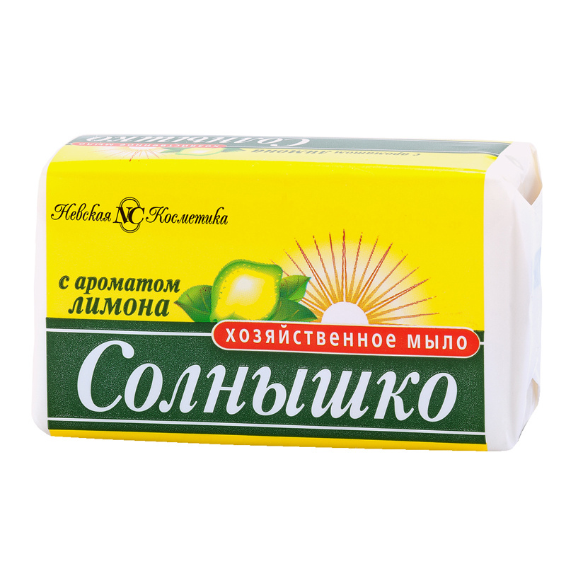 14 шт., Мыло хозяйственное Солнышко, с ароматом лимона, 72%, 140г  #1