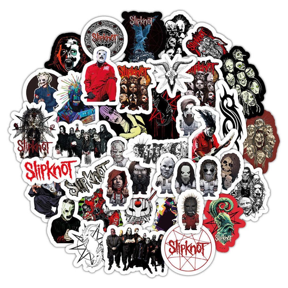 Набор музыкальных наклеек "Slipknot". 9 листов А6 (41 наклейка)  #1