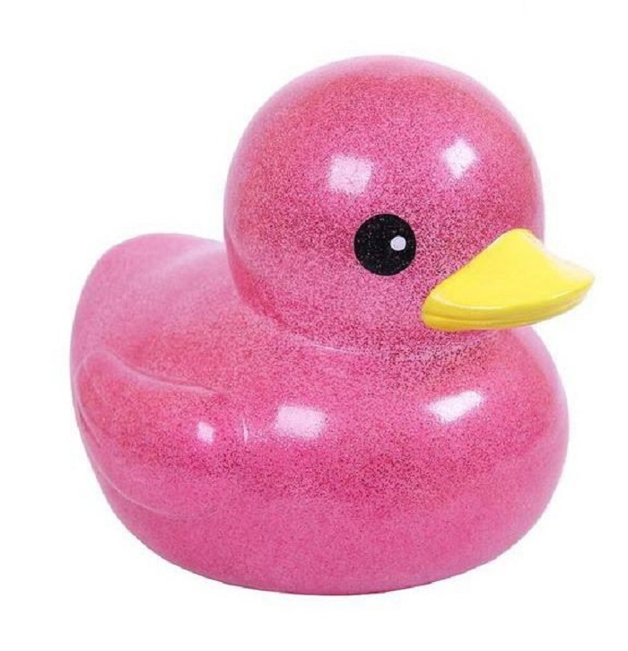 Игрушка для ванной ABtoys Уточка большая блестящая 18х14х13см, в сетке, розовая  #1