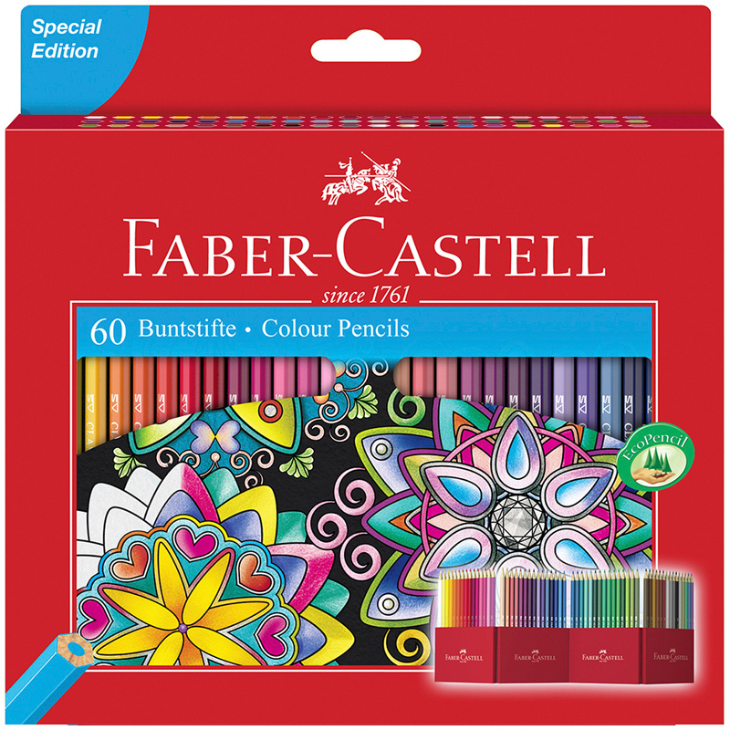 Карандаши Faber-Castell цветные, набор из 60 цветов, карт.подставка  #1