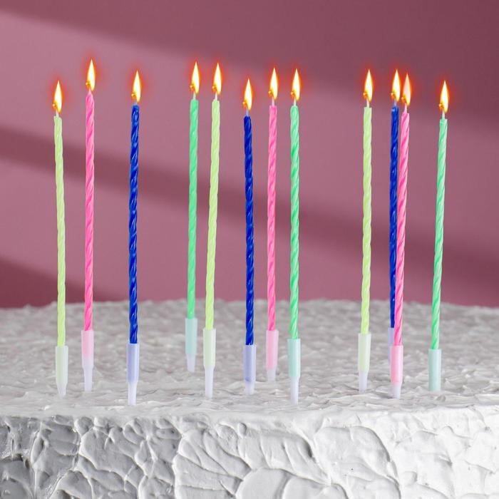 Свечи для торта коктейльные с подставками, 12 см, набор 12 шт  #1