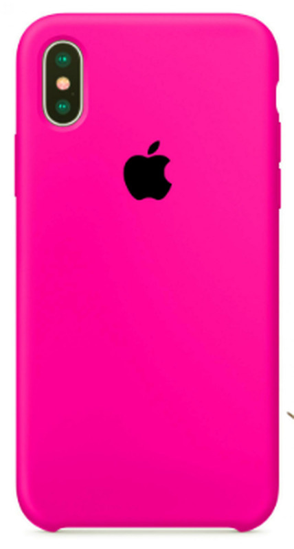 Силиконовый чехол для смартфона Silicone Case на iPhone Xs MAX / Айфон Xs MAX с логотипом, фуксия  #1