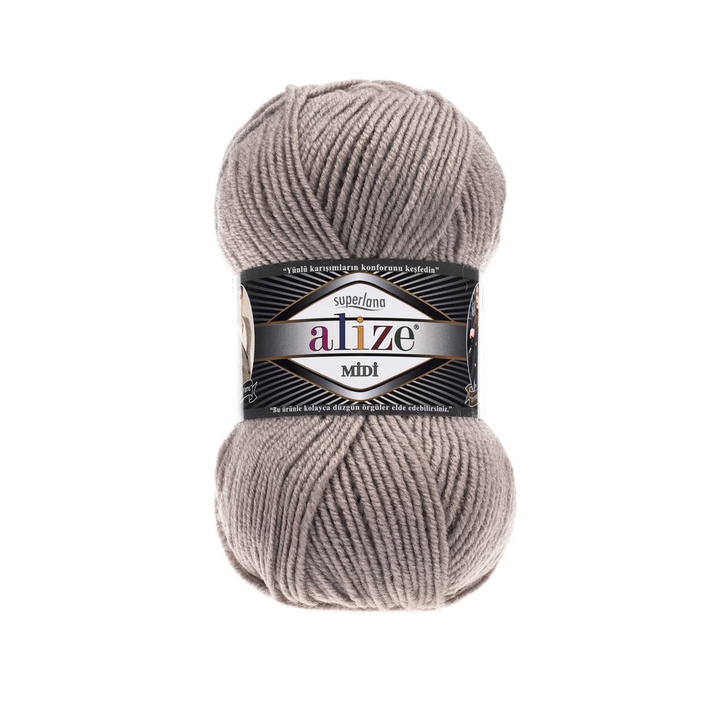 Пряжа для вязания ALIZE SUPERLANA MIDI, цвет: 541 (норка); 3 мотка, состав: 25% шерсть, 75% акрил, вес #1