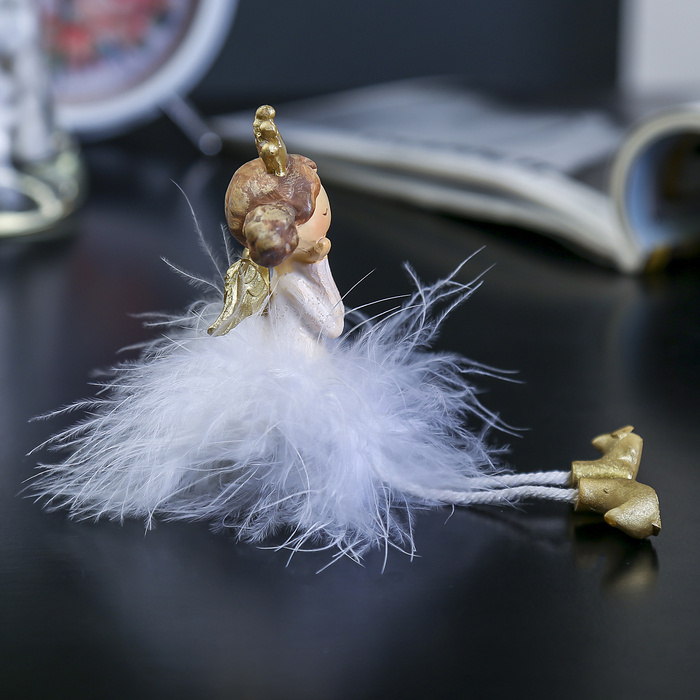 Сувенир полистоун "Ангелочек-принцесса пушок стесняшка с длинными ножками" 8,5х5,5х4 см  #1