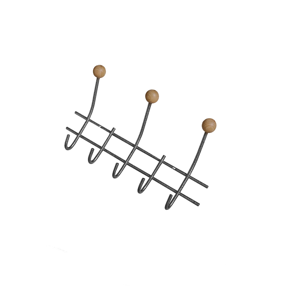Вешалка настенная с деревянным шариком НВД-2-5 серебряный антик  #1