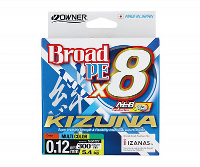 OWNER Шнур Kizuna X8 Broad PE multi color 10м 300м 0,19мм 11,9кг #1