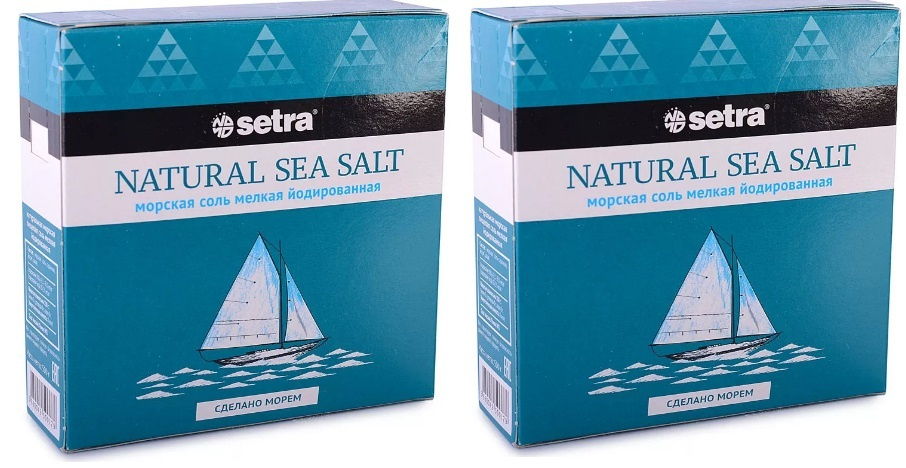 соль пищевая setra морская йодированная мелкая 500 гр, 2 уп. #1