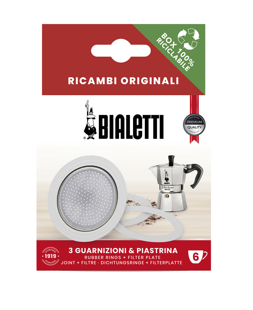 3 уплотнителя + 1 Фильтр Bialetti для алюминиевых кофеварок на 6 чашек  #1