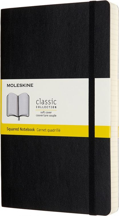 Блокнот в клетку Moleskine Classic Soft Expended Large, В6, сшитый, полиуретан, 200 л, черный  #1