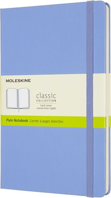 Записная книжка без разметки Moleskine Classic Large, клеевой, экокожа, 120 л, голубая  #1