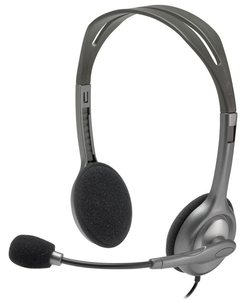Наушники с микрофоном Logitech H111 серый 1,8м накладные оголовье (981-000593)  #1