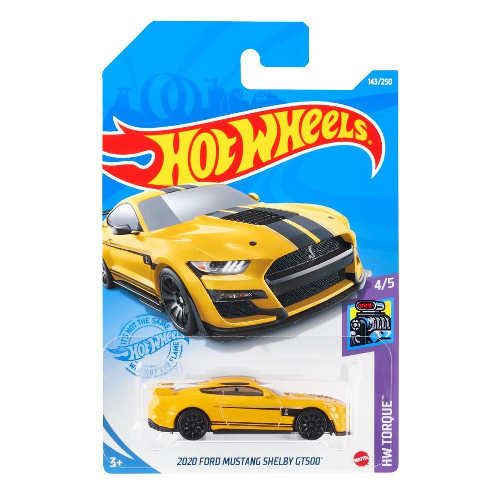 GRY02 Машинка металлическая игрушка Hot Wheels коллекционная модель 2020 FORD MUSTANG SHELBY GT500 желтый/черный #1
