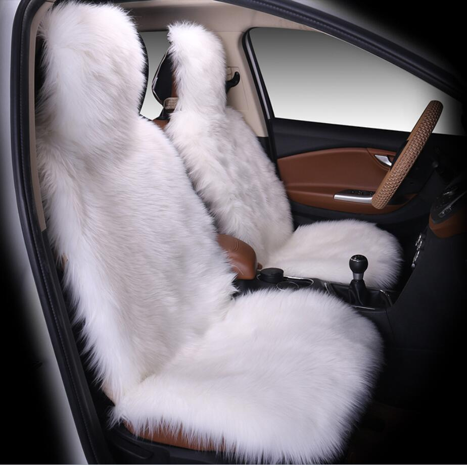 Меховая накидка автомобильная на сиденье белая эко-мех ( искусственный ) 1шт длинный ворс  #1