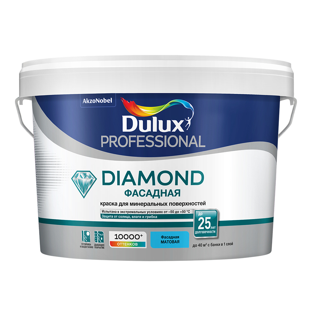 Краска водно-дисперсионная фасадная Dulux Professional Diamond основа BC 2,25 л  #1