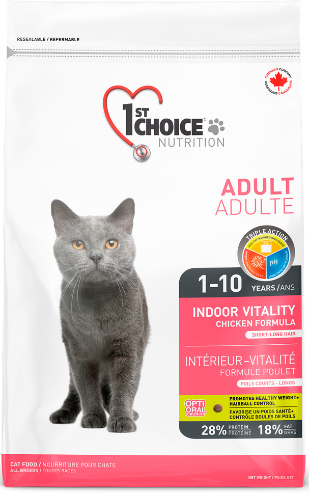 Корм 1st Choice Indoor Vitality для домашних кошек, с курицей, 2.72 кг #1