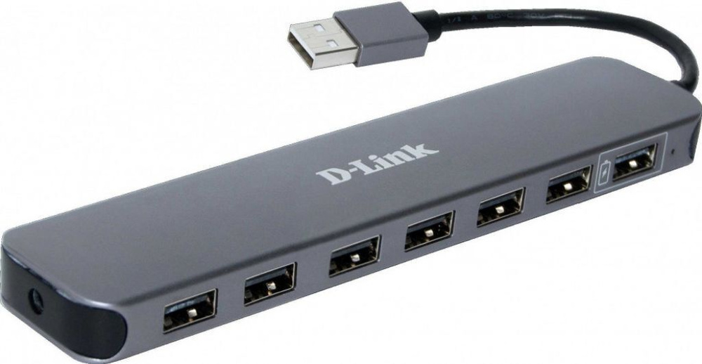 Разветвитель USB 2.0 D-Link DUB-H7/E1A 7 портов, цвет черный (1000688521)  #1