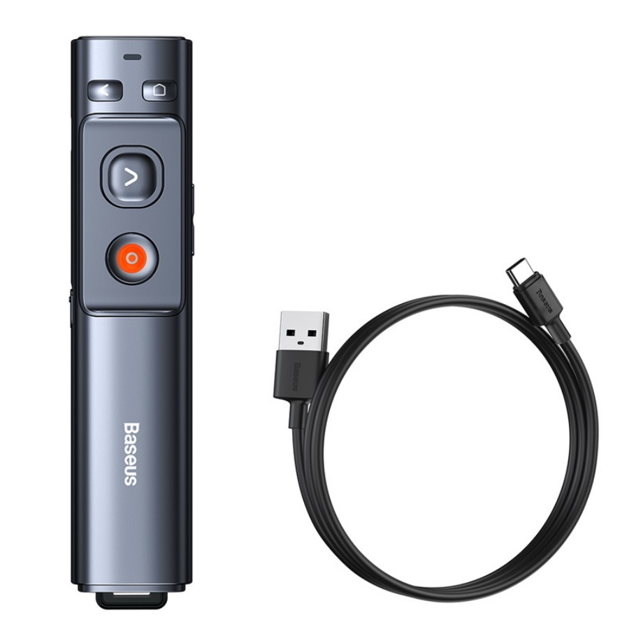 Пульт дистанционного управления для презентаций Baseus Orange Dot Wireless Presenter (Green Laser) Grey #1