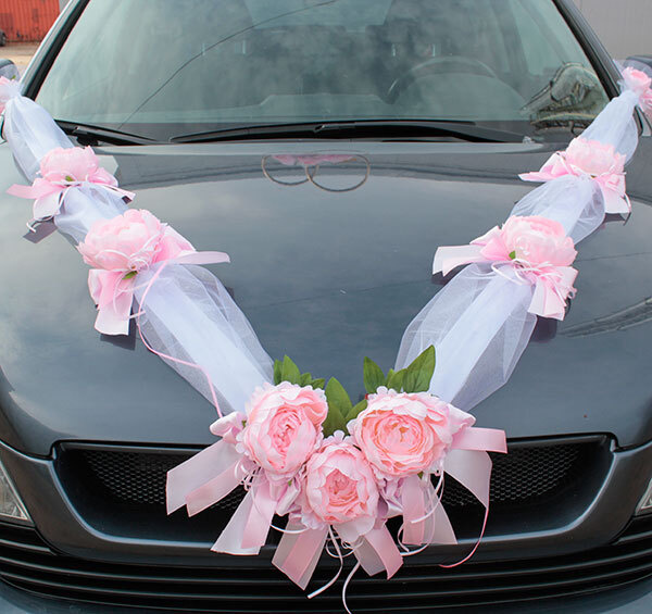 Красивая лента на свадебную машину молодоженов - украшение на капот авто жениха и невесты, кортежа гостей #1