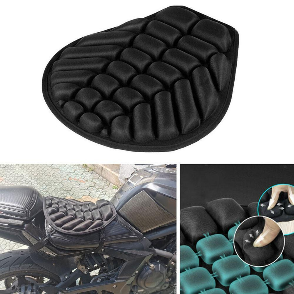 Универсальная подушка - накладка на сиденье мотоцикла черная  #1