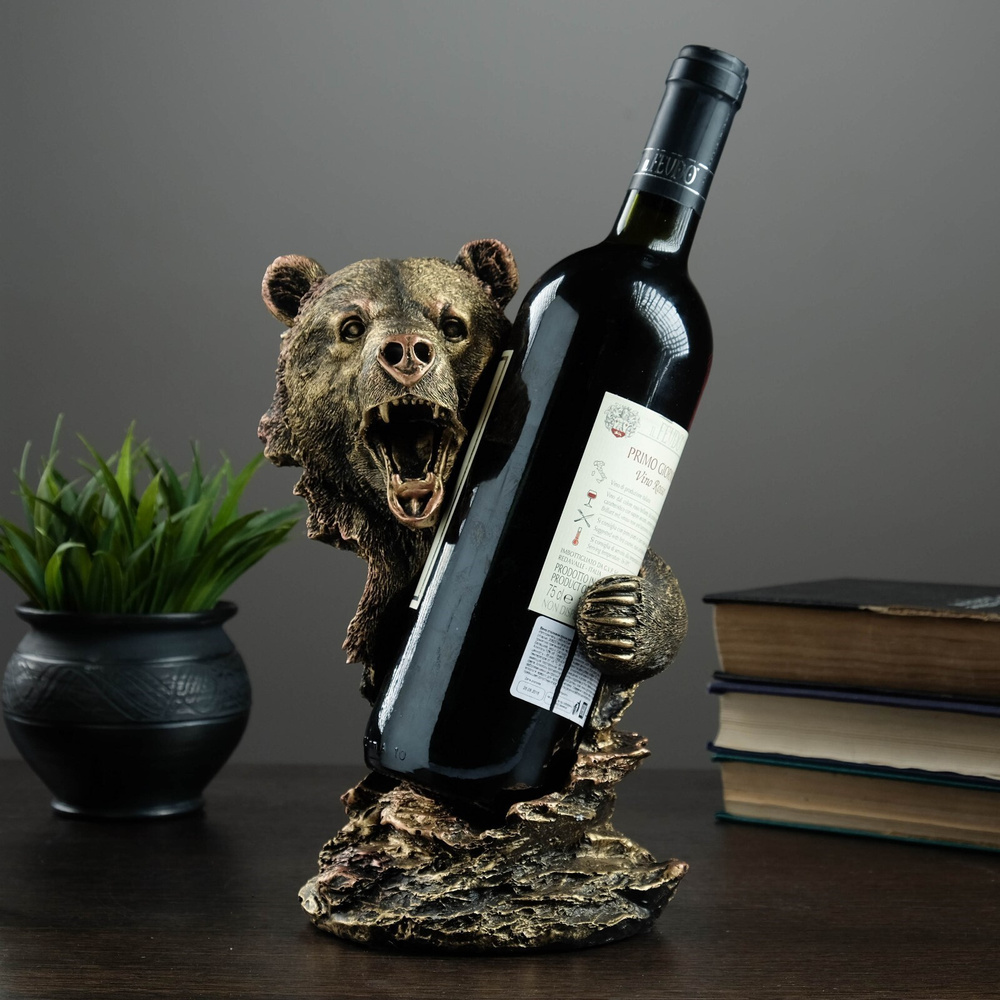 Подставка под бутылку "Медведь", бронза, 15х16х25см #1