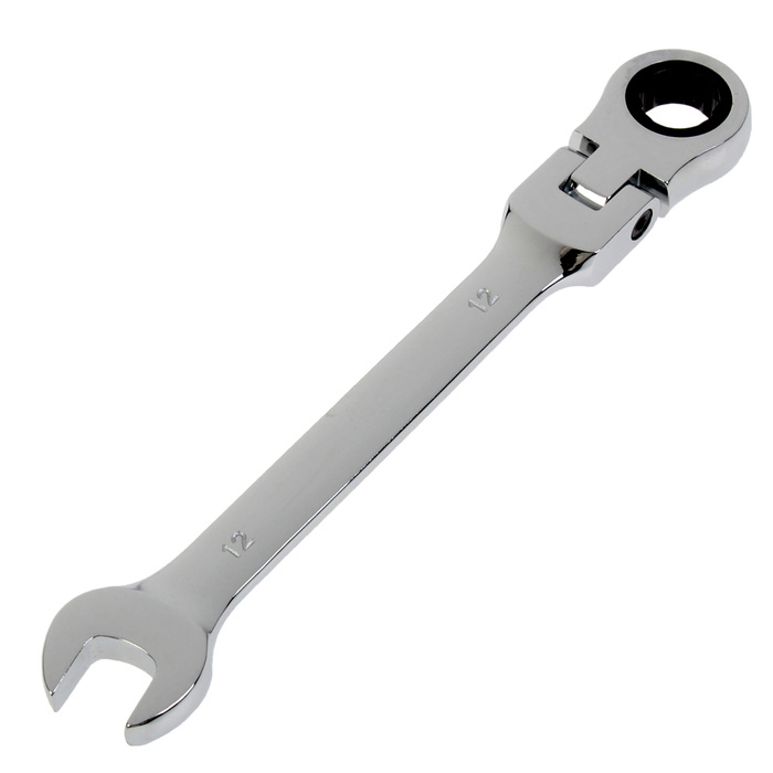Ключ комбинированный трещоточный шарнирный ТУНДРА, CrV, полированный, 72 зуба, 12 мм  #1