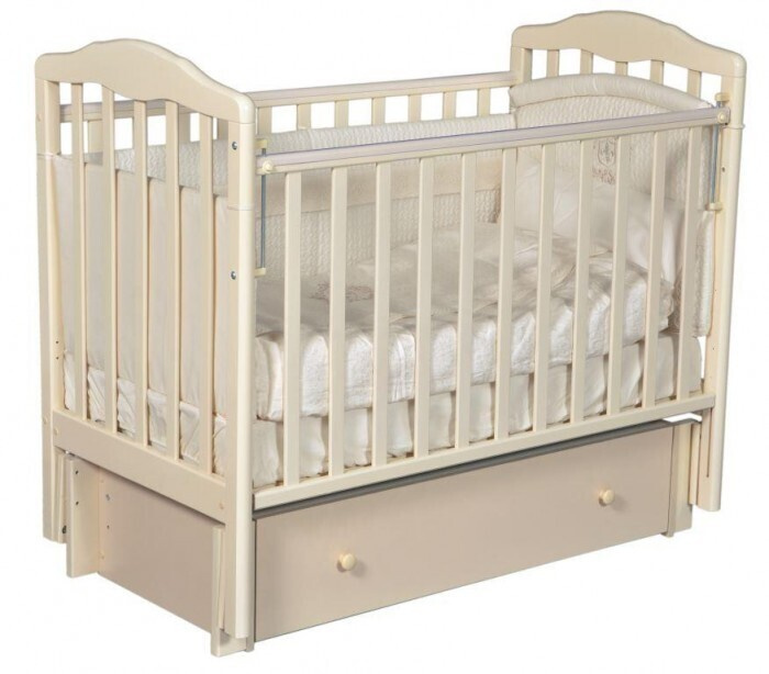 Кровать для новорожденных Алита 4/6 с ящиком, поперечный/продольный маятник, цвет Слоновая кость  #1