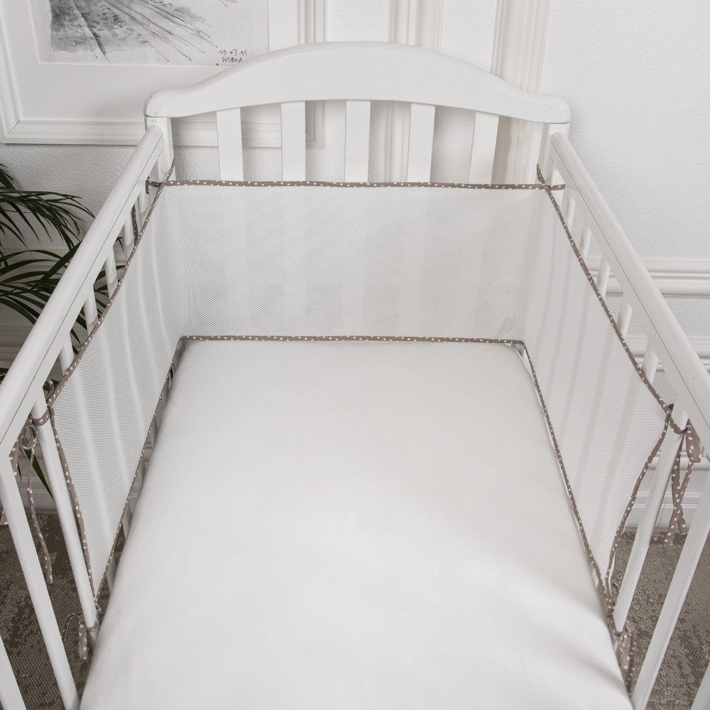 Бортики в кроватку для новорожденных 31х180 сетка, дышащие. Универсальные. На круглую, овальную кроватку. #1