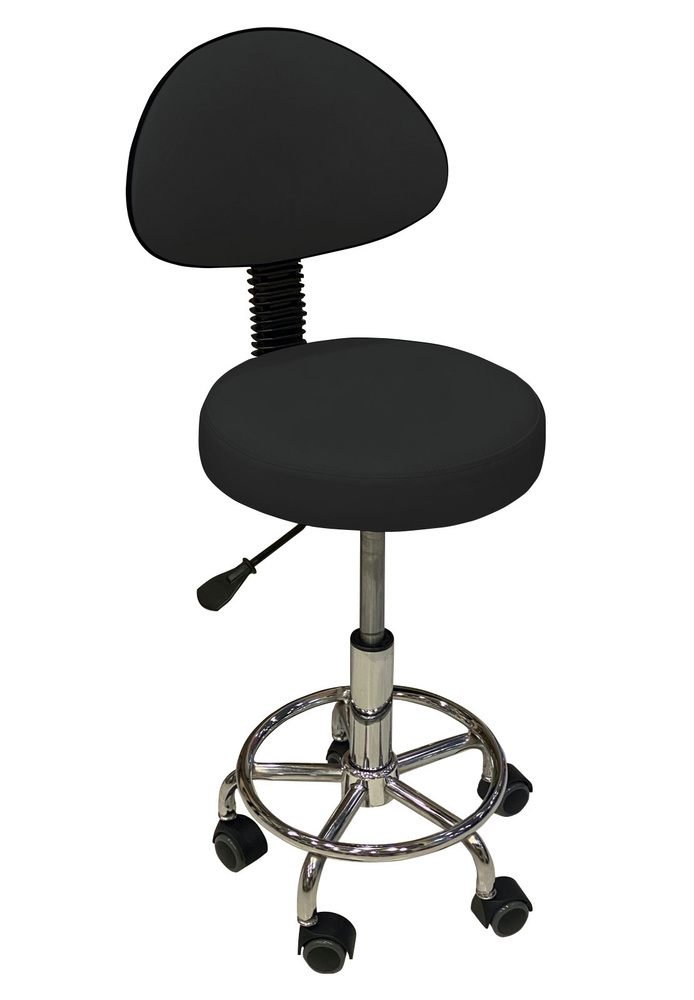 Your Stol Черный стул со спинкой для косметолога, лешмейкера, массажиста, бровиста с регулировкой высоты #1