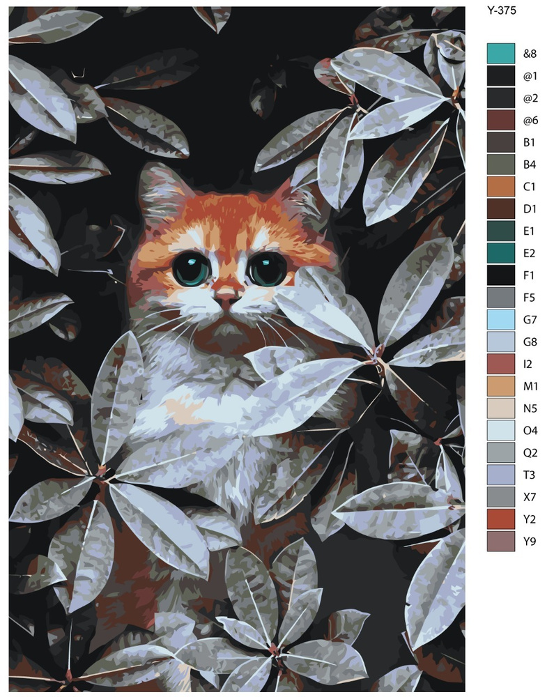 Картина по номерам Y-375 "Рыжий кот в листве" 40х60 #1