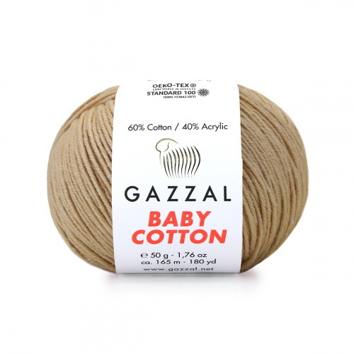 Пряжа Gazzal Baby Cotton (3424) Цвет - Бежевый #1