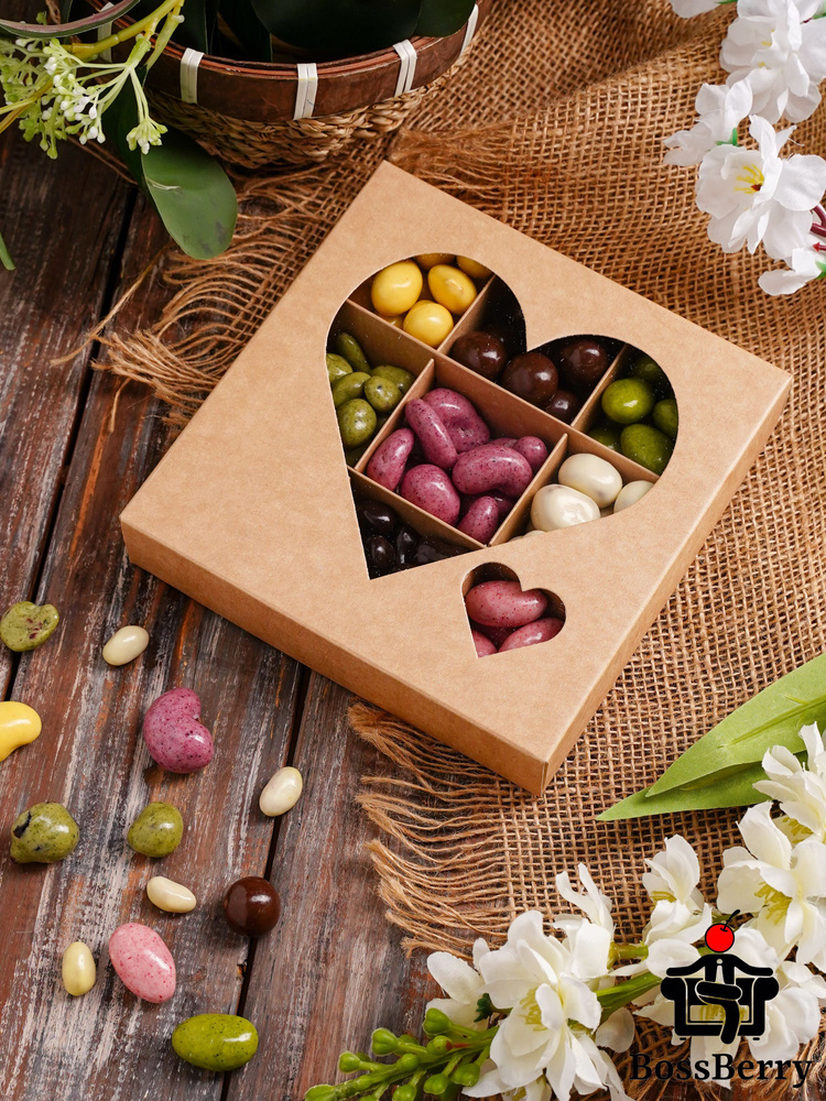 Подарочный набор орехов и ягод в шоколаде и йогуртовой глазури BossBerry "Сердце"  #1