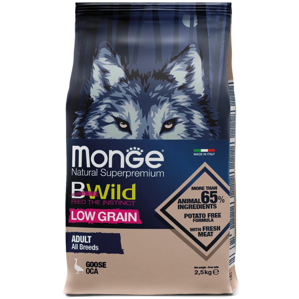 Сухой корм Monge Dog BWild LOW GRAIN Монж Бивайлд для взрослых собак, низкозерновой, из мяса гуся (2,5 #1