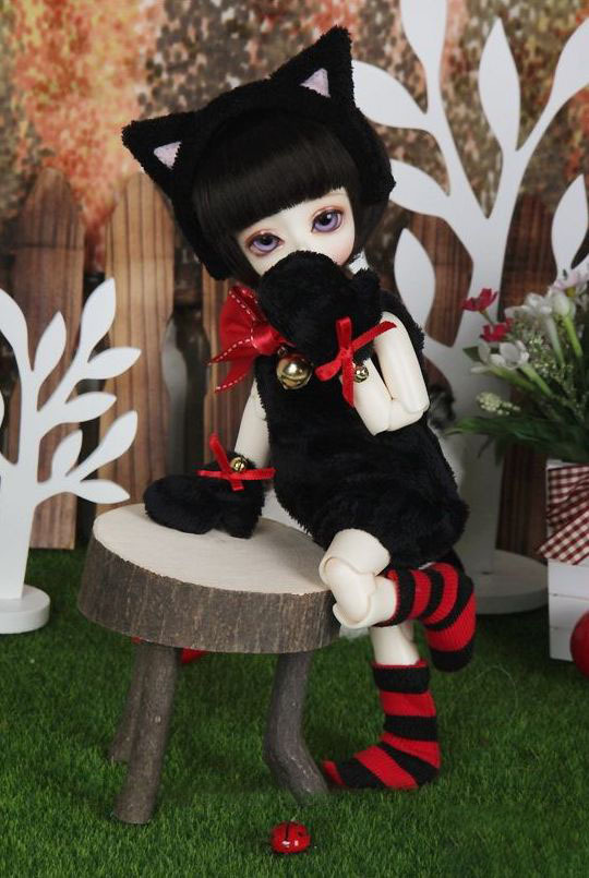 Комплект Luts Jingle Kitty Set (Черная кошечка с бубенцом для кукол БЖД Латс Хони Дельф 26 см)  #1