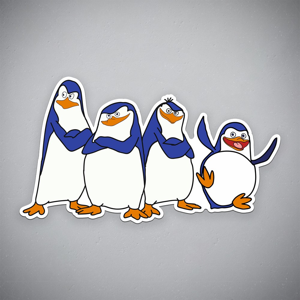 Наклейка на авто "Пингвины" размер 24x13 см #1