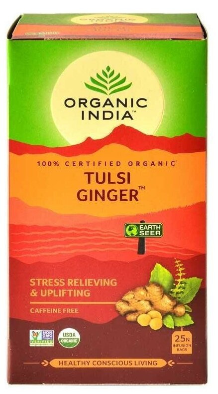 Чай Тулси Имбирь "Органик Индия", Tulsi Ginger Tea "Organic India", 25 пакетиков  #1