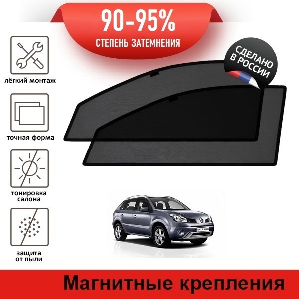 Каркасные шторки LATONIK PREMIUM на Renault Koleos 1 (2006-2011) на передние двери на магнитах  #1