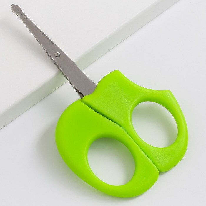 Ножницы маникюрные детские безопасные, цвет зеленый #1
