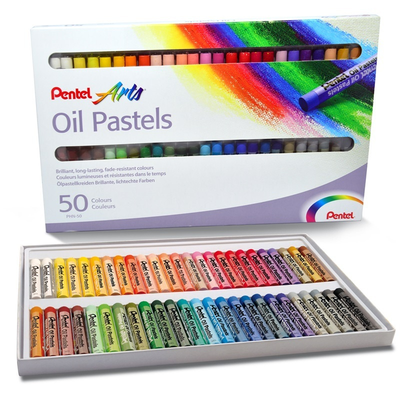 Пастель масляная 50 цветов Pentel Oil Pastels, круглая, картонная упаковка (PHN4-50)  #1