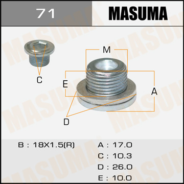 Болт слива масла М18 x 1,5 AКПП Toyota; Lexus MASUMA MASUMA 71 #1