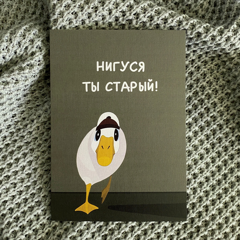 Веселая открытка ко дню рождения для друга "Нигуся ты старый" из серии ...