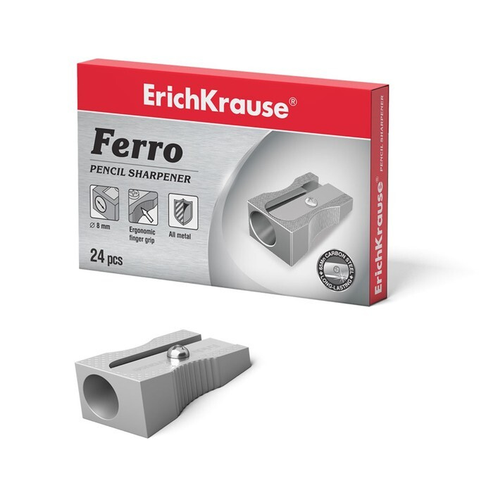 Точилка 1 отверстие ErichKrause Ferro, алюминий, отверстие диаметром 8 мм, серая  #1