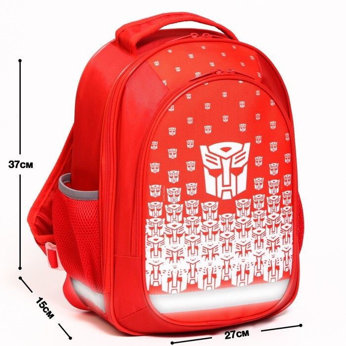 Рюкзак школьный с эргономической спинкой "Оптимус Прайм", Трансформеры, 37*27*16 см, красный  #1