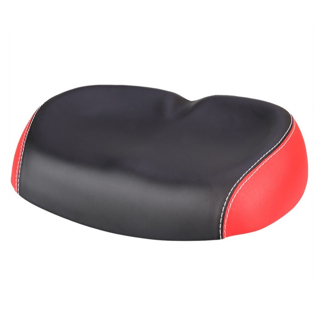 Широкое большое мягкое сиденье для велосипеда, из полиуретана с подкладкой - черное с красным  #1