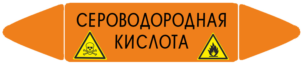 Самоклеящийся маркер "Сероводородная кислота, легковоспламеняющиеся и ядовитые вещества" (74 х 358 мм, #1