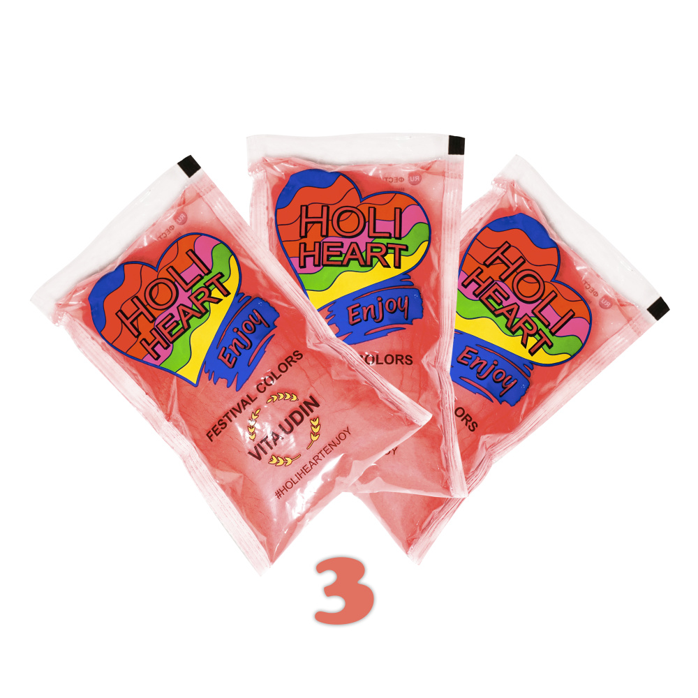 VITA UDIN краски холи HOLI HEART набор цвет бордовый 3 шт по 120 гр для фестиваля праздника и детского #1