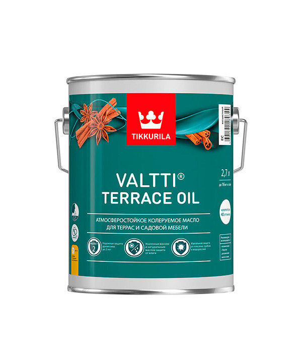 Масло для террас и садовой мебели Valtti Terrace Oil / Валтти Террас Ойл бесцветный 2,7л., Тиккурила #1