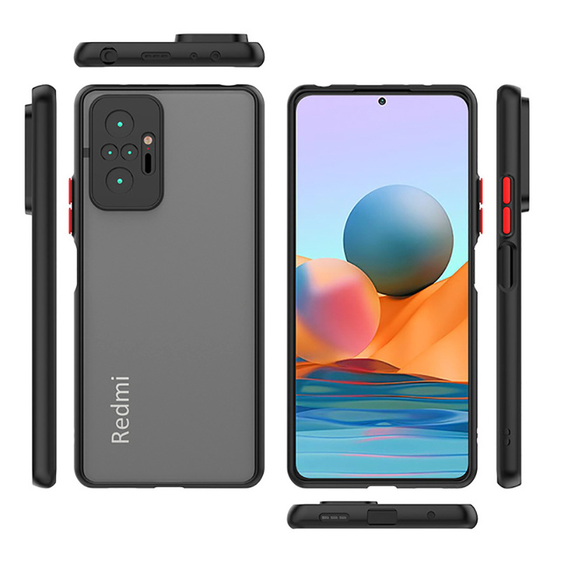 Чехол для Xiaomi Redmi Note 10 Pro с защитой камеры, черный / Матовый чехол на Сяоми Редми Ноут 10 Про #1