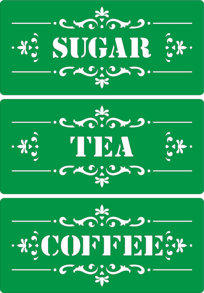Трафарет для творчества и декора на клеевой основе Sugar-Tea-Coffee, 14*20 см  #1
