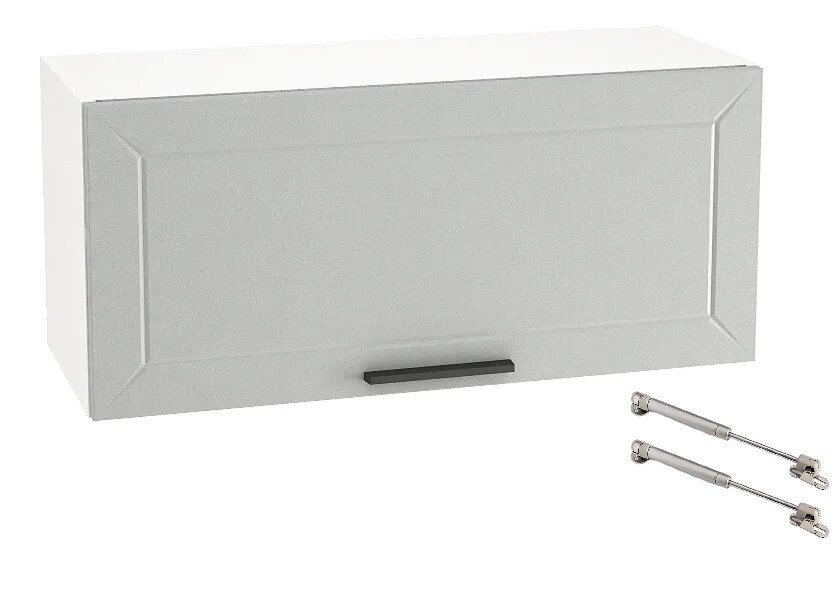 Шкаф кухонный навесной горизонтальный Полюс 80 см, МДФ Soft-touch светло-серый  #1