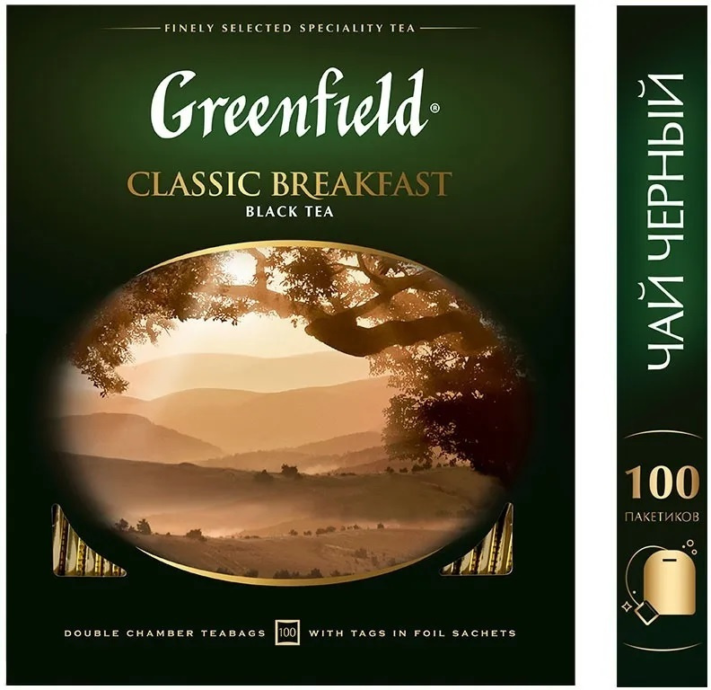 Чай в пакетиках черный Greenfield Classic Breakfast, 100 шт #1